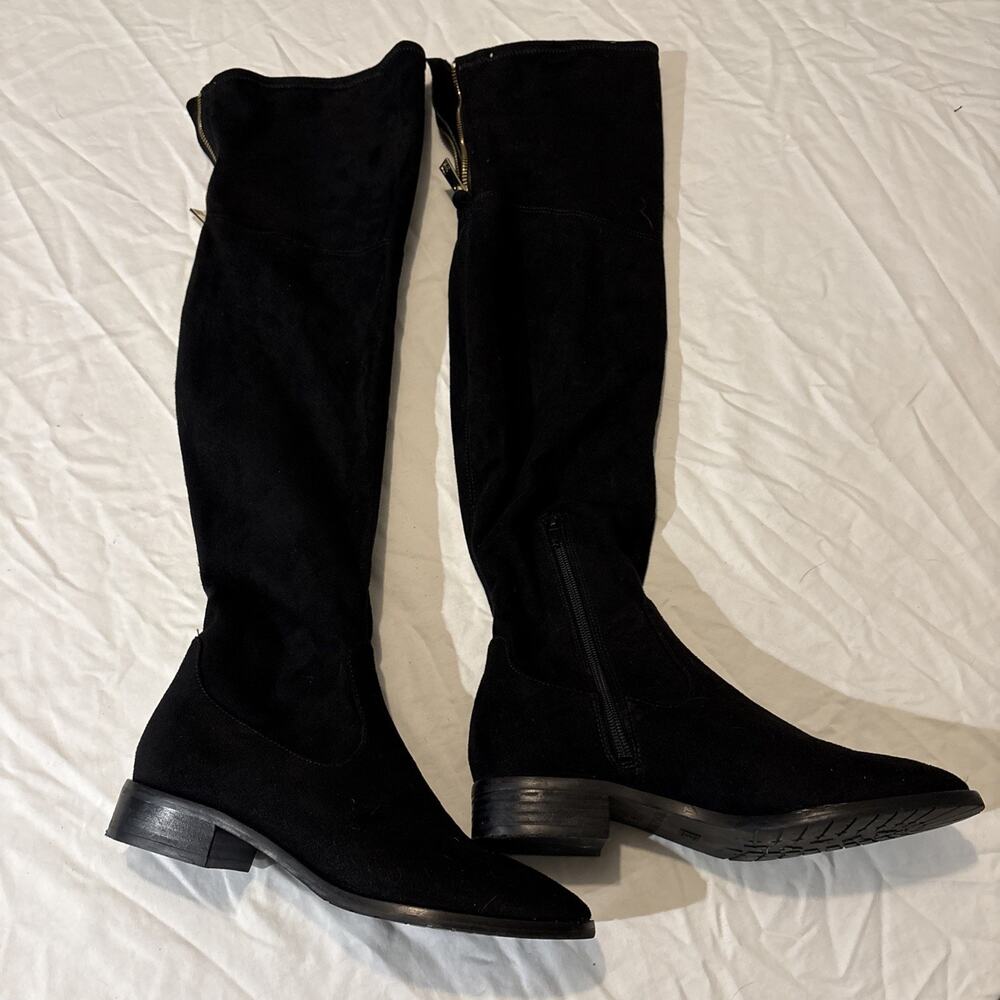 Ivanka Trump Women Black Suede Knee High Boots Sz 6.5 Excellent Condition
